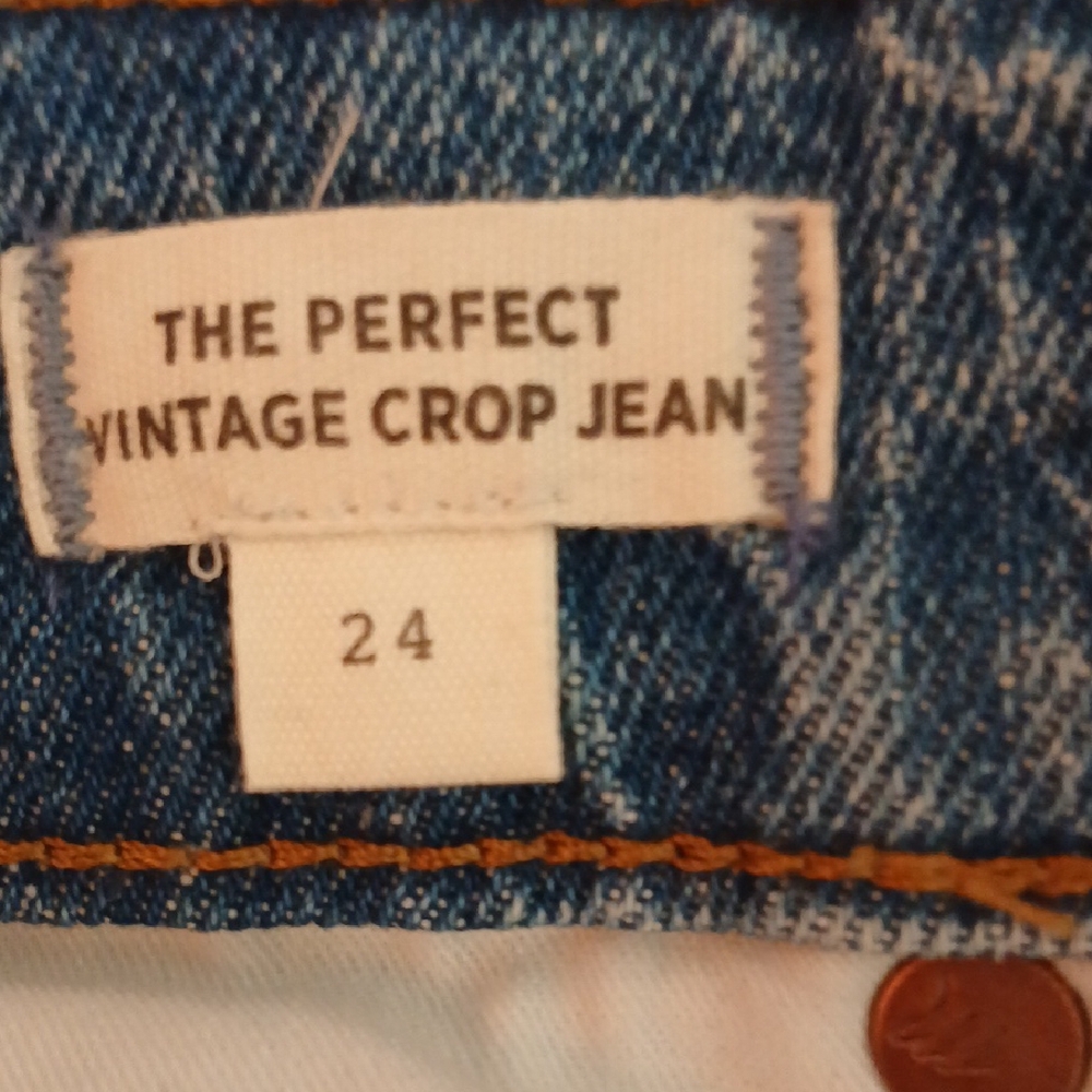 Madewell Perfect Vintage Crop Jeans Raw Hem Size 24 - Picture 8 of 10